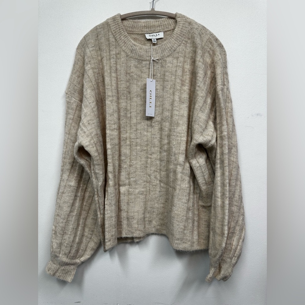 Gilli Beige Ribbed Sweater